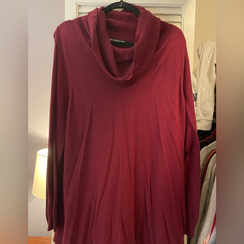 Crimson turtleneck sweater